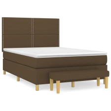vidaXL sötétbarna szövet rugós ágy matraccal 140 x 190 cm (3137072) ágy és ágykellék