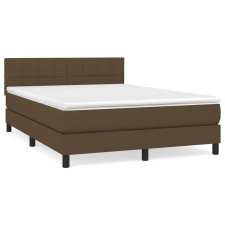 vidaXL sötétbarna szövet rugós ágy matraccal 140 x 190 cm (3140052) ágy és ágykellék