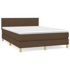 vidaXL sötétbarna szövet rugós ágy matraccal 140 x 190 cm (3140772) ágy és ágykellék