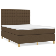 vidaXL sötétbarna szövet rugós ágy matraccal 140 x 190 cm (3142652) ágy és ágykellék