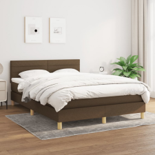 vidaXL sötétbarna szövet rugós ágy matraccal 140 x 200 cm ágy és ágykellék