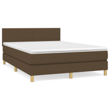 vidaXL sötétbarna szövet rugós ágy matraccal 140 x 200 cm (3140460) ágy és ágykellék