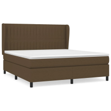 vidaXL sötétbarna szövet rugós ágy matraccal 160 x 200 cm (3128136) ágy és ágykellék