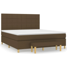 vidaXL sötétbarna szövet rugós ágy matraccal 180 x 200 cm (3137176) ágy és ágykellék