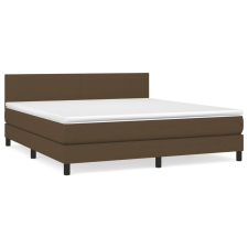 vidaXL sötétbarna szövet rugós ágy matraccal 180 x 200 cm (3139916) ágy és ágykellék