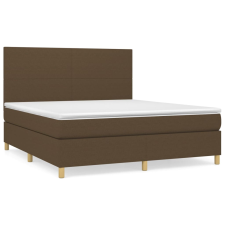 vidaXL sötétbarna szövet rugós ágy matraccal 180 x 200 cm (3142196) ágy és ágykellék
