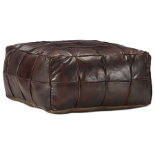 vidaXL sötétbarna valódi kecskebőr puff 60 x 60 x 30 cm bútor