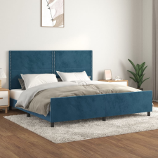 vidaXL sötétkék bársony ágykeret fejtámlával 200 x 200 cm ágy és ágykellék