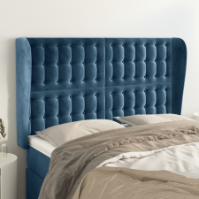 vidaXL sötétkék bársony fejtámla szárnyakkal 147 x 23 x 118/128 cm ágy és ágykellék