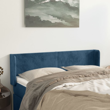 vidaXL sötétkék bársony fejtámla szárnyakkal 147x16x78/88 cm ágy és ágykellék