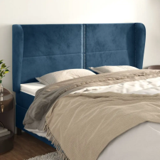 vidaXL sötétkék bársony fejtámla szárnyakkal 163 x 23 x 118/128 cm ágy és ágykellék