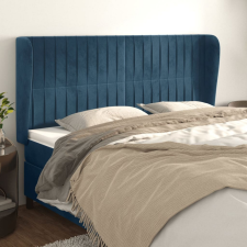 vidaXL sötétkék bársony fejtámla szárnyakkal 203x23x118/128 cm ágy és ágykellék