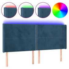 vidaXL sötétkék bársony LED-es fejtámla 163x16x118/128 cm (3123966) ágy és ágykellék