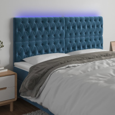 vidaXL sötétkék bársony LED-es fejtámla 200x7x118/128 cm ágy és ágykellék