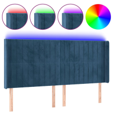 vidaXL sötétkék bársony LED-es fejtámla 203x16x118/128 cm (3124356) ágy és ágykellék