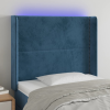 vidaXL sötétkék bársony LED-es fejtámla 83x16x118/128 cm