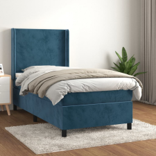 vidaXL sötétkék bársony rugós ágy matraccal 100 x 200 cm ágy és ágykellék