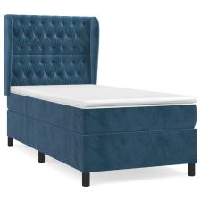 vidaXL sötétkék bársony rugós ágy matraccal 100 x 200 cm (3129379) ágy és ágykellék