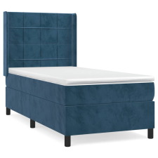 vidaXL sötétkék bársony rugós ágy matraccal 100 x 200 cm (3132667) ágy és ágykellék