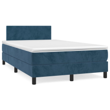 vidaXL sötétkék bársony rugós ágy matraccal 120 x 200 cm (3141177) ágy és ágykellék