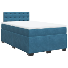vidaXL sötétkék bársony rugós ágy matraccal 120 x 200 cm (3286298) ágy és ágykellék