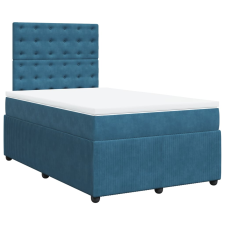 vidaXL sötétkék bársony rugós ágy matraccal 120 x 200 cm (3292326) ágy és ágykellék