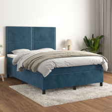 vidaXL sötétkék bársony rugós ágy matraccal 140x190 cm ágy és ágykellék