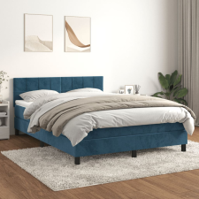 vidaXL sötétkék bársony rugós ágy matraccal 140x190 cm ágy és ágykellék