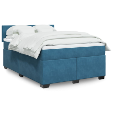 vidaXL sötétkék bársony rugós ágy matraccal 140x190 cm ágy és ágykellék