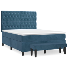 vidaXL sötétkék bársony rugós ágy matraccal 140x190 cm (3138023) ágy és ágykellék