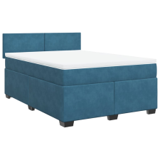 vidaXL sötétkék bársony rugós ágy matraccal 140x190 cm (3286304) ágy és ágykellék