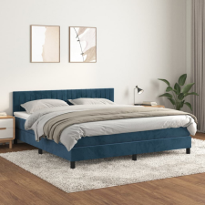 vidaXL sötétkék bársony rugós ágy matraccal 160x200 cm ágy és ágykellék