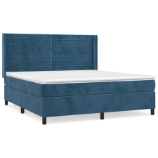 vidaXL sötétkék bársony rugós ágy matraccal 160x200 cm (3132751) ágy és ágykellék