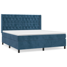 vidaXL sötétkék bársony rugós ágy matraccal 160x200 cm (3132871) ágy és ágykellék