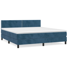 vidaXL sötétkék bársony rugós ágy matraccal 160x200 cm (3141255) ágy és ágykellék