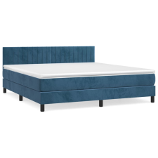 vidaXL sötétkék bársony rugós ágy matraccal 160x200 cm (3141435) ágy és ágykellék