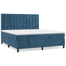 vidaXL sötétkék bársony rugós ágy matraccal 160x200 cm (3143275) ágy és ágykellék