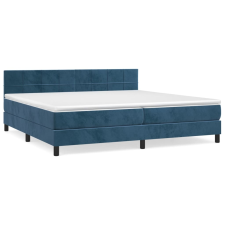 vidaXL sötétkék bársony rugós ágy matraccal 200x200 cm (3141327) ágy és ágykellék