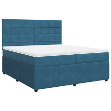 vidaXL sötétkék bársony rugós ágy matraccal 200x200 cm (3292434) ágy és ágykellék