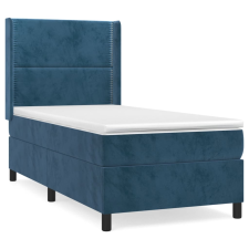 vidaXL sötétkék bársony rugós ágy matraccal 80 x 200 cm (3132589) ágy és ágykellék