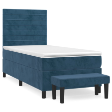 vidaXL sötétkék bársony rugós ágy matraccal 80 x 200 cm (3137873) ágy és ágykellék