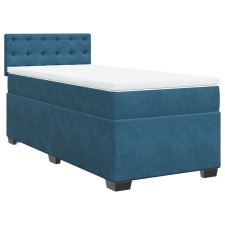 vidaXL sötétkék bársony rugós ágy matraccal 80 x 200 cm (3286178) ágy és ágykellék