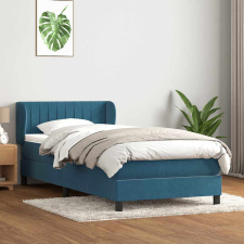 vidaXL sötétkék bársony rugós ágy matraccal 80x220 cm ágy és ágykellék