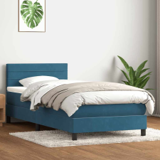 vidaXL sötétkék bársony rugós ágy matraccal 80x220 cm ágy és ágykellék