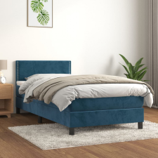 vidaXL sötétkék bársony rugós ágy matraccal 90 x 200 cm ágy és ágykellék