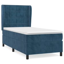 vidaXL sötétkék bársony rugós ágy matraccal 90 x 200 cm (3129193) ágy és ágykellék