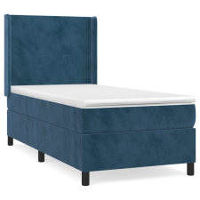 vidaXL sötétkék bársony rugós ágy matraccal 90 x 200 cm (3132541) ágy és ágykellék