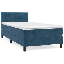 vidaXL sötétkék bársony rugós ágy matraccal 90 x 200 cm (3141285) ágy és ágykellék