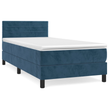 vidaXL sötétkék bársony rugós ágy matraccal 90x190 cm (3141339) ágy és ágykellék