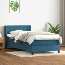 vidaXL sötétkék bársony rugós ágy matraccal 90x220 cm ágy és ágykellék